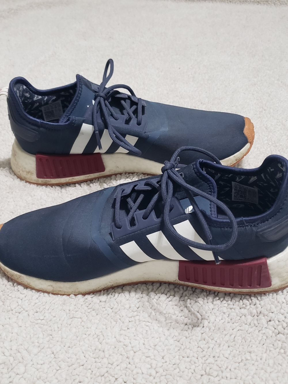 ADIDAS  Navy Athletic Sneakers w/ White Stripes NMD R1 | Mens 10